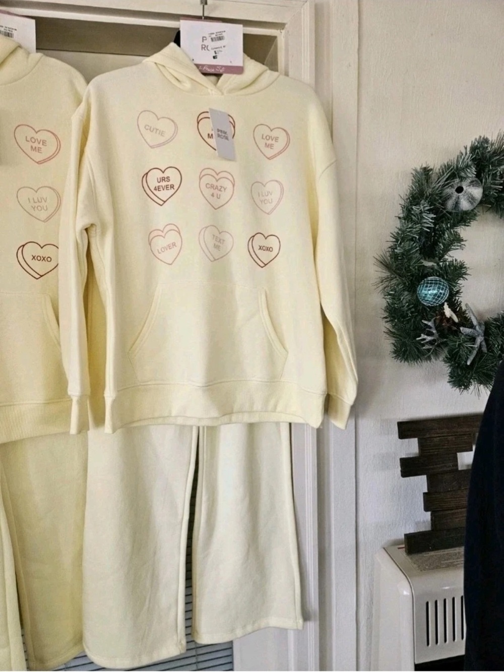 Pink Rose 2 Piece Hoodie Sweat Suit size Small